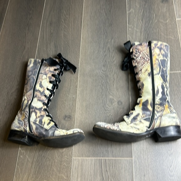 Roberto Ronaldi Leather Camo Print Lace Up combat military style boots Size 6.5 - Picture 15 of 16